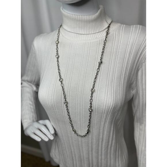 Chico's silver tone necklace signed costume jewelry classic simple trendy - Picture 12 of 16